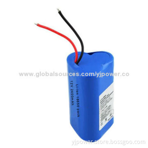 18650 Rechargeable Lithium-ion Battery Pack with 12V Voltage, 2,400mAh Capacity
